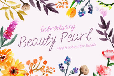 Beauty Pearl Font & Watercolor Floral Bundle