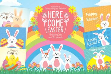 Easter greeting cards & elements