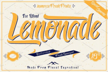 Lemonade font with 5 Badges Bonus