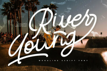 River Young | Monoline Script Font