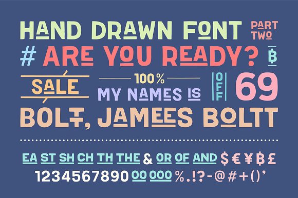 Hand-drawn font Boltt, James Boltt