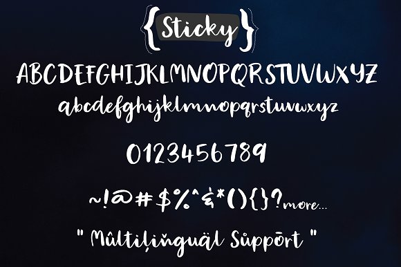 New! Sticky | script font