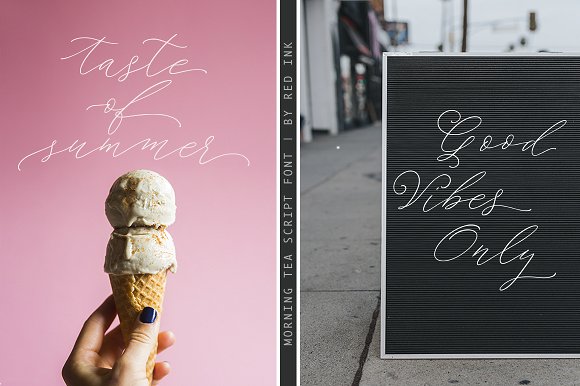 Morning tea. Script font.