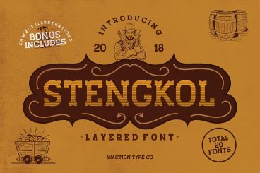Stengkol Font Family + Illustration