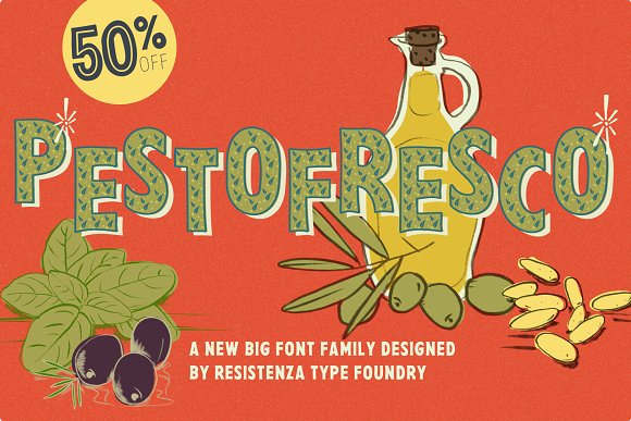 Pesto Fresco 28 fonts 50%Off