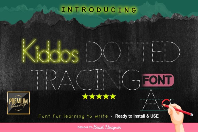 Kiddos Lettering Kiddos Learning Dotted Font - Free Font
